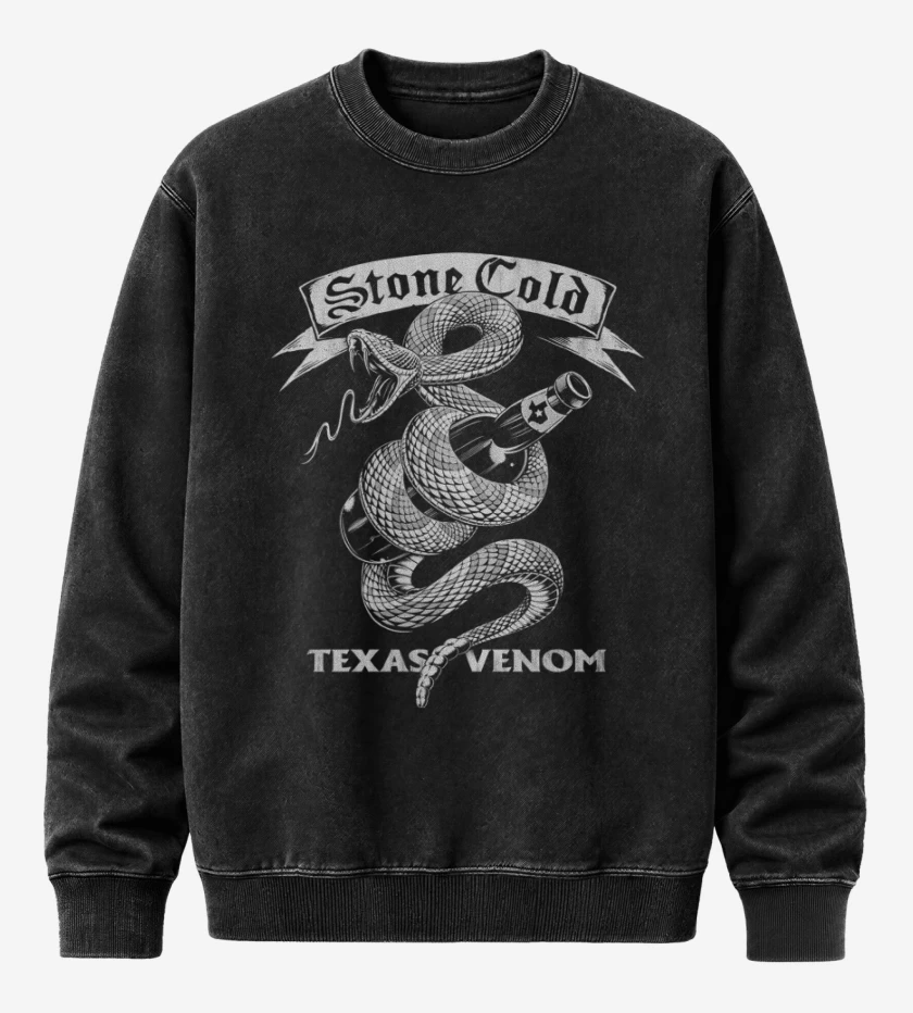 Poleron Polo Acid Wash Negro de Stone Cold texas venom