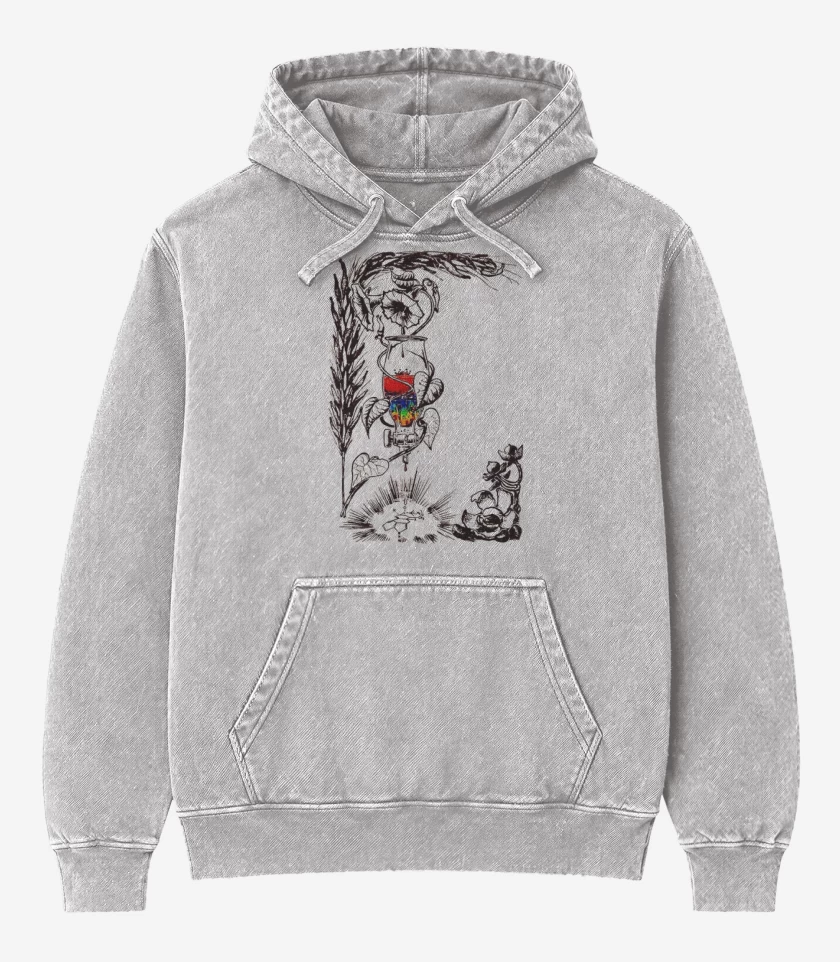 Poleron Canguro Acid Wash Gris Melange de Acid