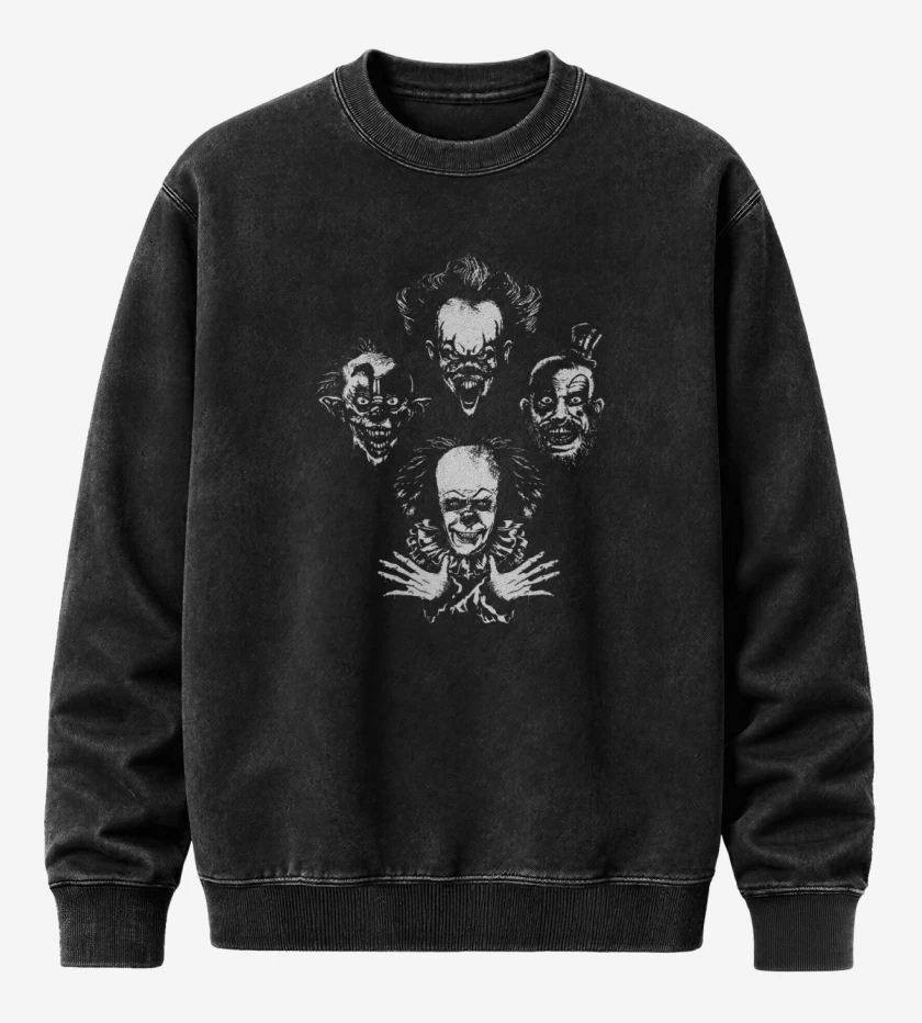 Poleron Polo Acid Wash Negro de Evil clowns rhapsody