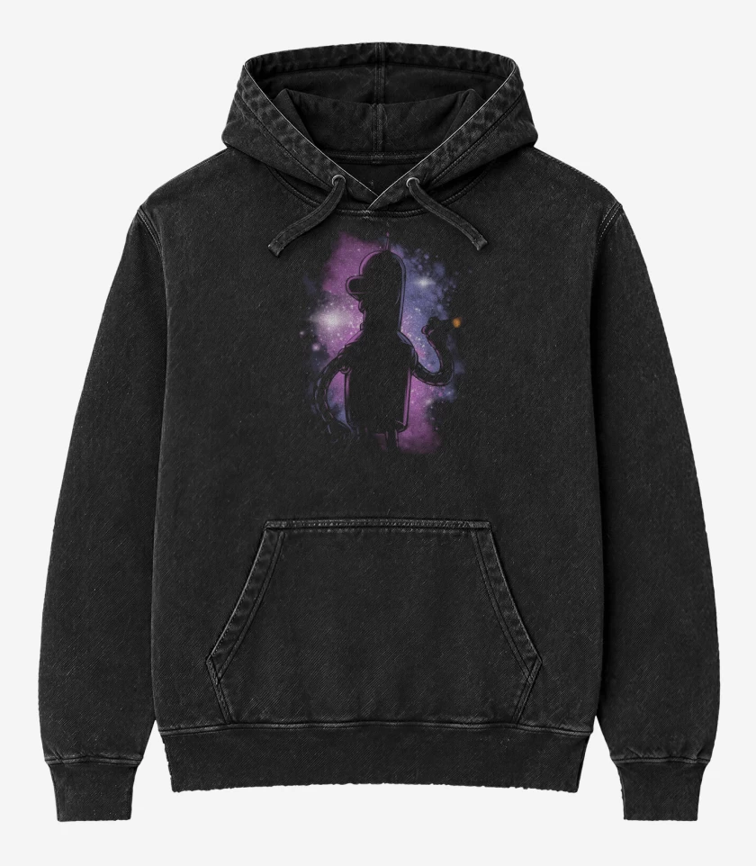 Poleron Canguro Acid Wash Negro de Bender universal