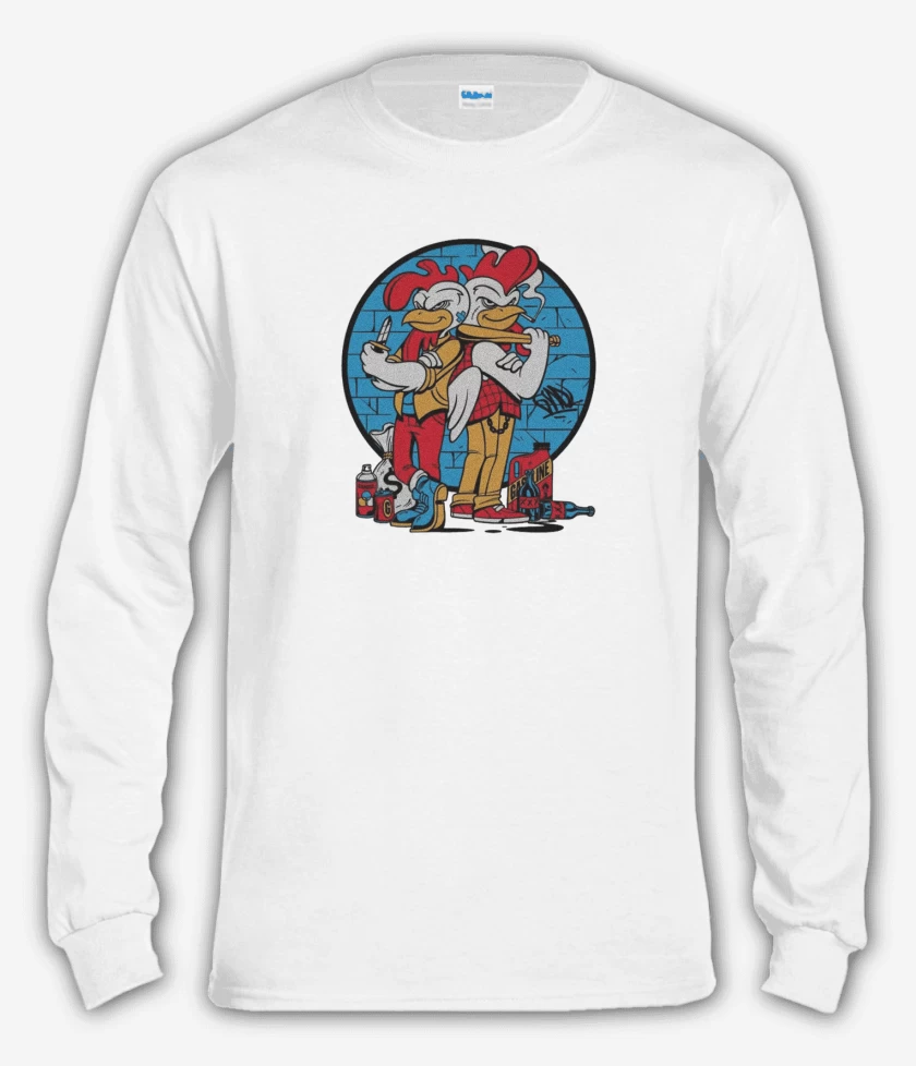 Polera manga larga Blanco de Los Pollos Choros 