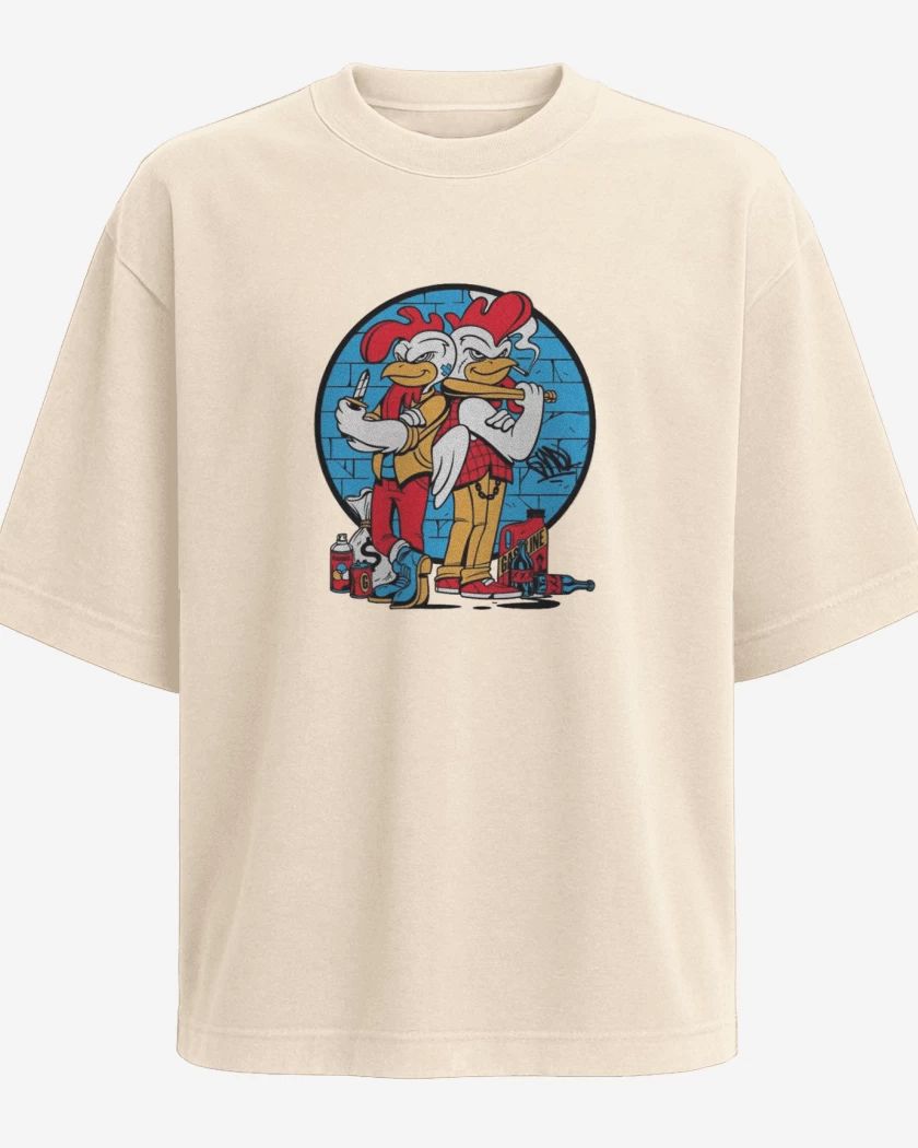 Polera Oversize Beige de Los Pollos Choros 