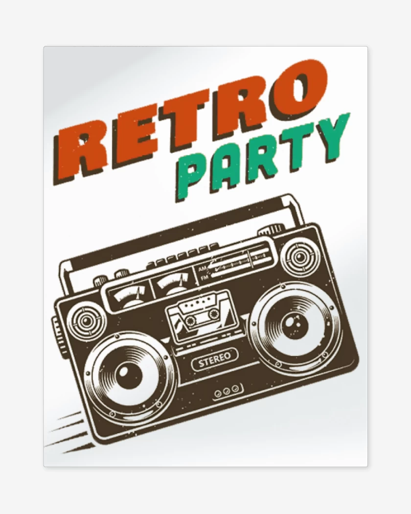 Print metalico Blanco de RETRO PARTY 
