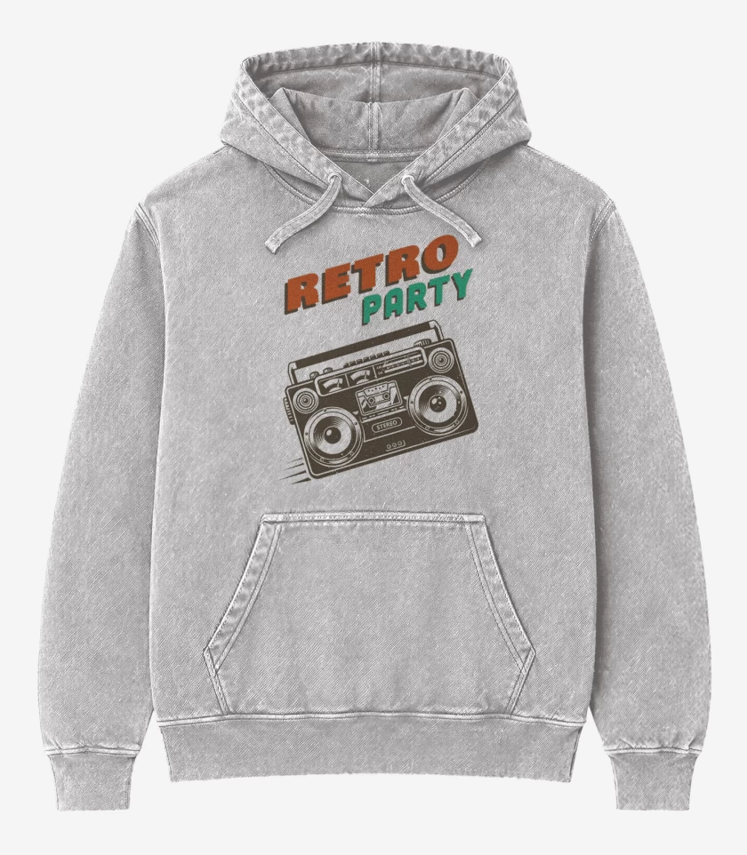 Poleron Canguro Acid Wash Gris Melange de RETRO PARTY 