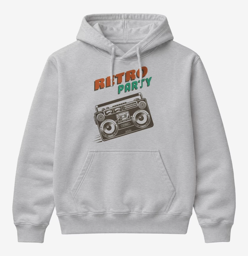 Poleron Canguro básico Gris Melange de RETRO PARTY 