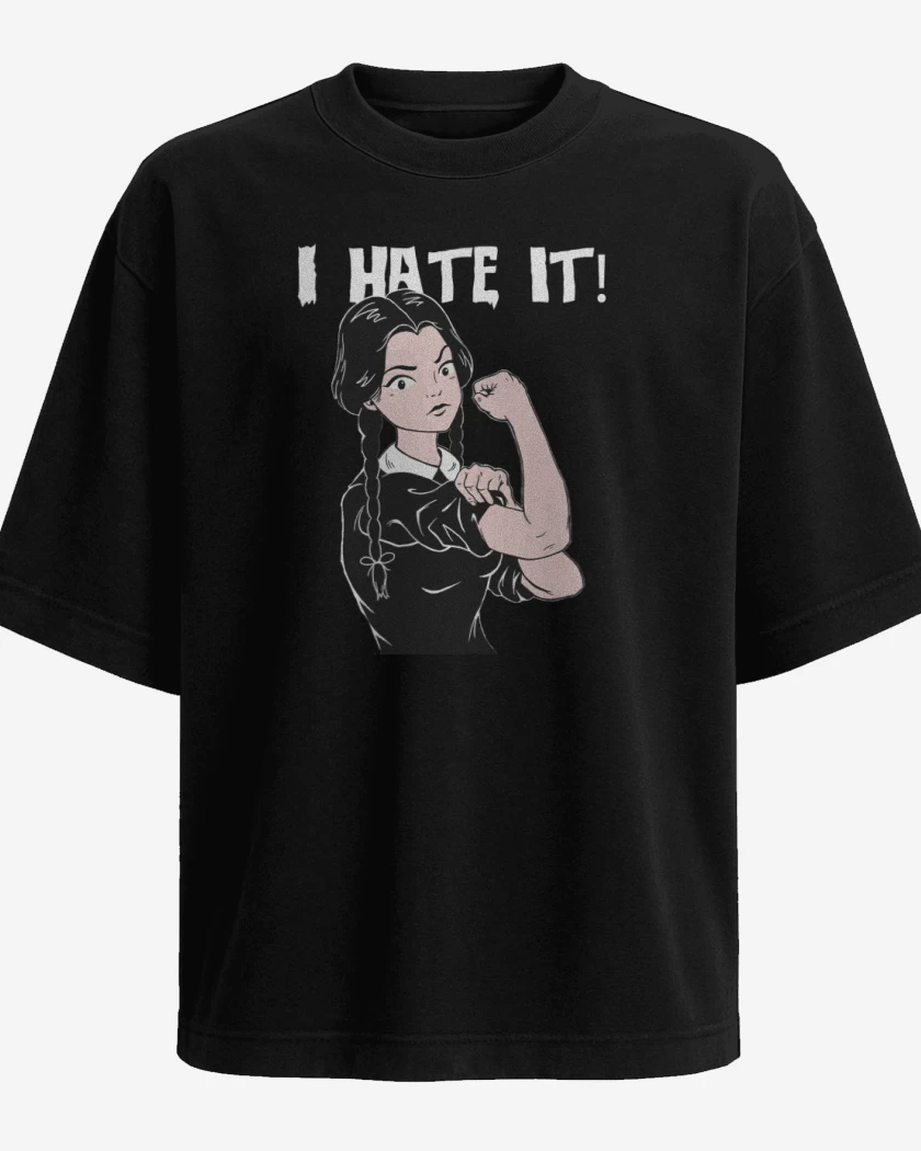 Polera Oversize Negro de I hate it