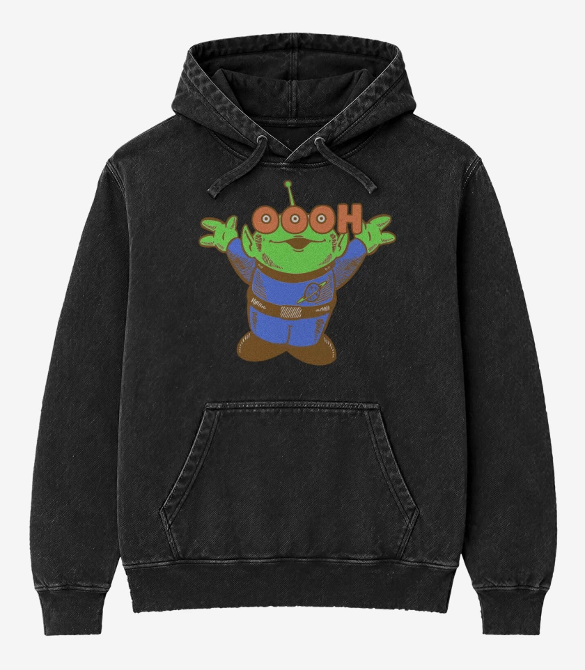 Poleron Canguro Acid Wash Negro de Ooooh