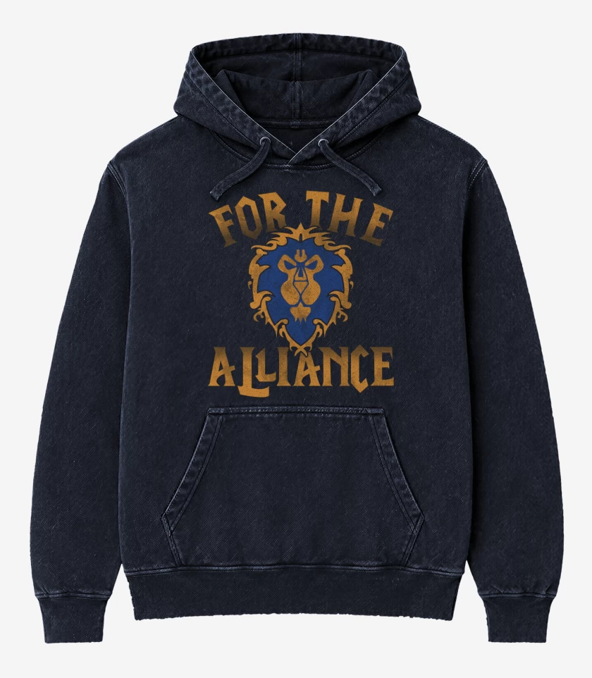 Poleron Canguro Acid Wash Azul Marino de Por la alianza