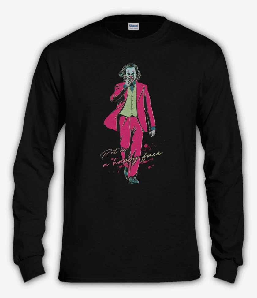 Polera manga larga Negro de Put a happy face joke