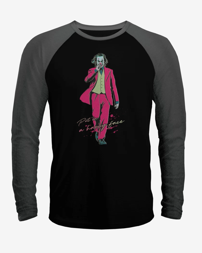 Polera Raglan Negro / Negro Heather de Put a happy face joke