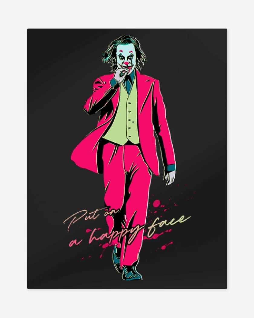 Print metalico Negro de Put a happy face joke