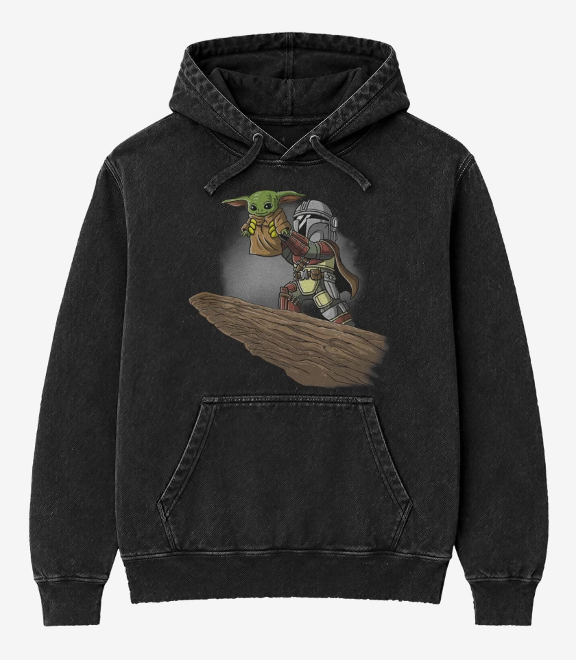 Poleron Canguro Acid Wash Negro de The yoda king
