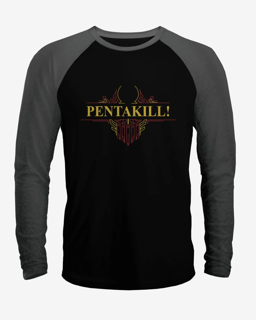 Polera Raglan Negro / Negro Heather de Pentakill - Old