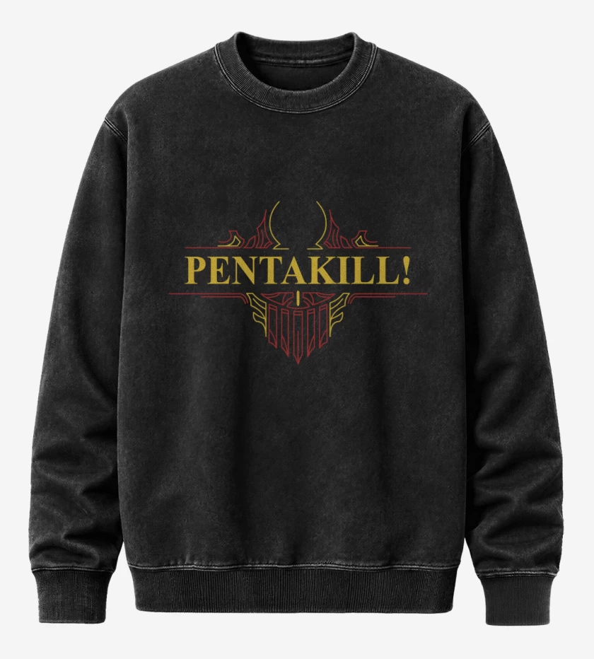 Poleron Polo Acid Wash Negro de Pentakill - Old