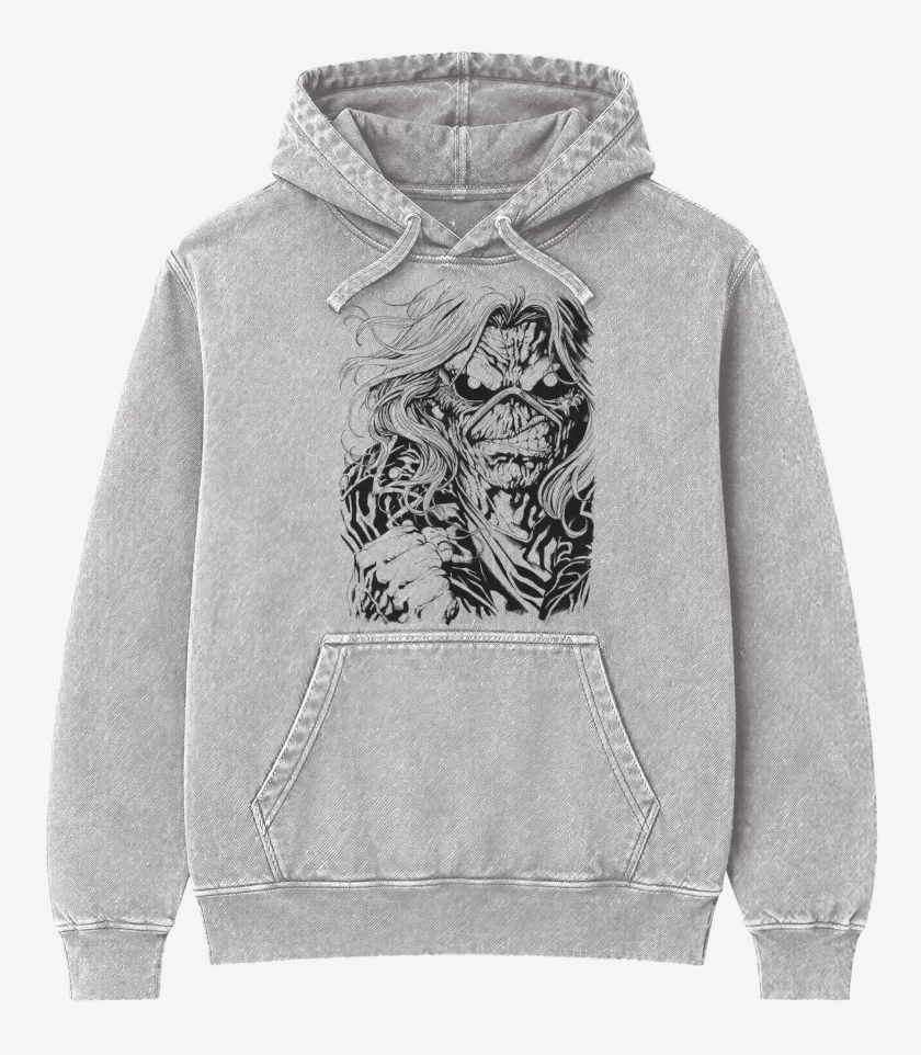 Poleron Canguro Acid Wash Gris Melange de Eddie chasca