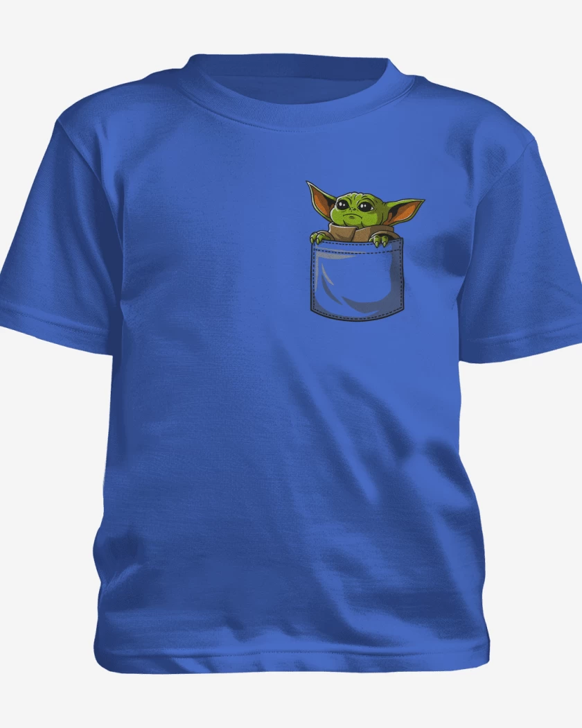 Polera de niño Azul Rey de Mini yoda bolsillo