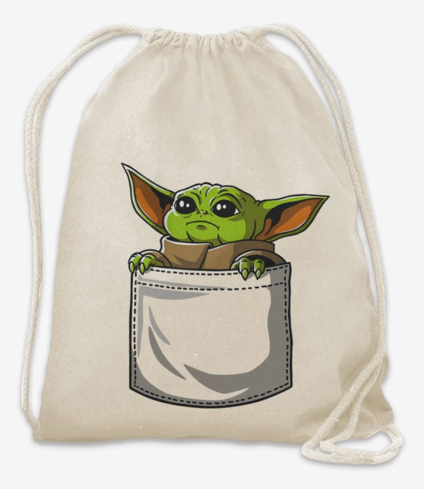 Mochila Blanco de Mini yoda bolsillo