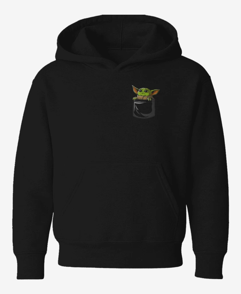 Poleron de niño Negro de Mini yoda bolsillo