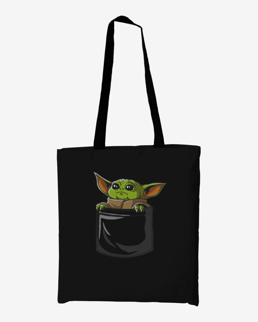 Totebag Negro de Mini yoda bolsillo