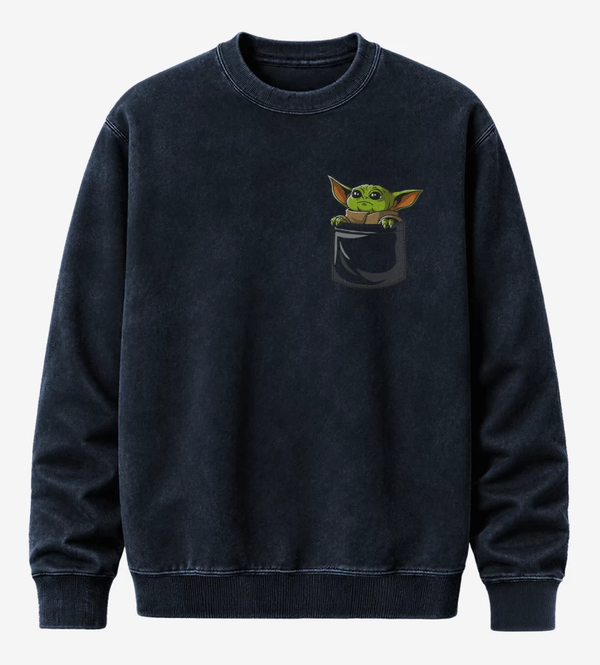 Poleron Polo Acid Wash Azul Marino de Mini yoda bolsillo