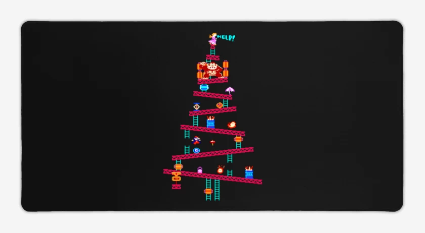 Mouse pad Gamer Negro de Super bigote navideno