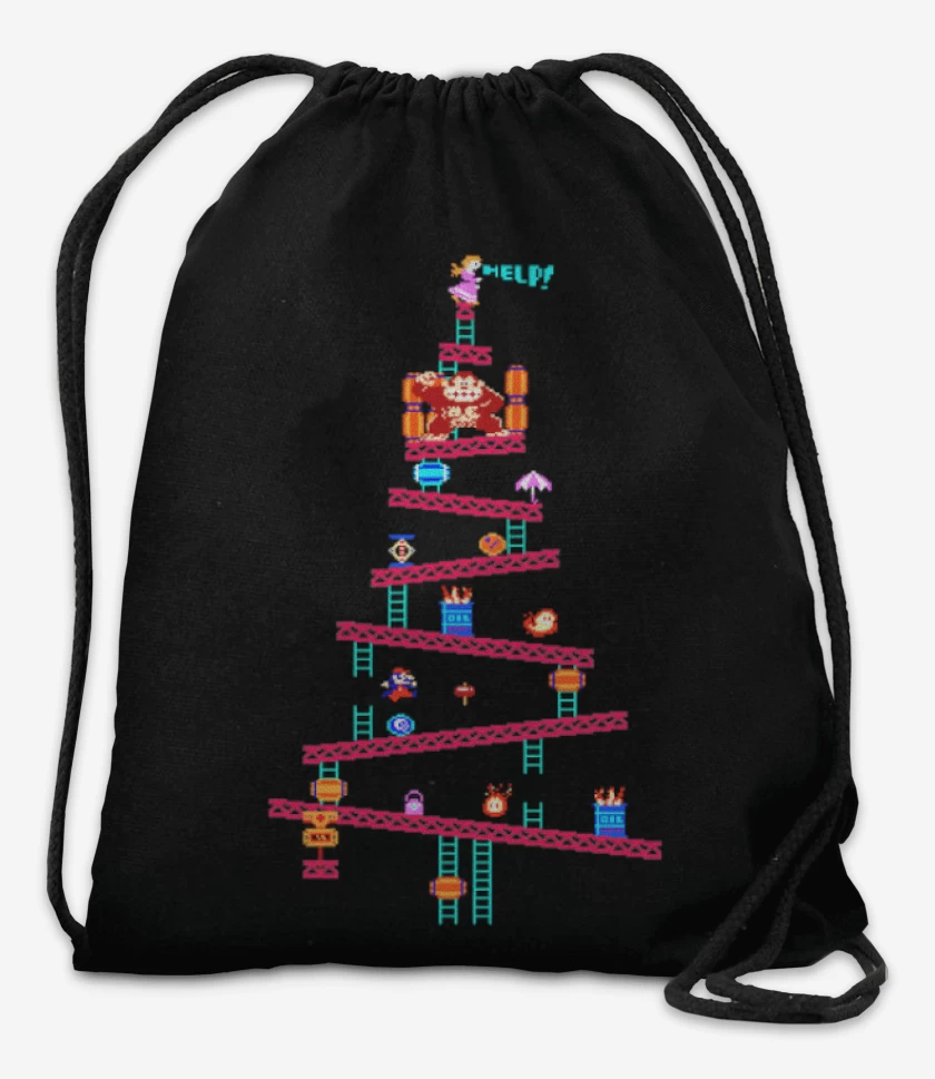 Mochila Negro de Super bigote navideno