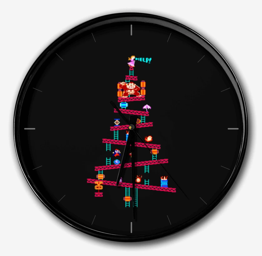 Reloj Negro de Super bigote navideno