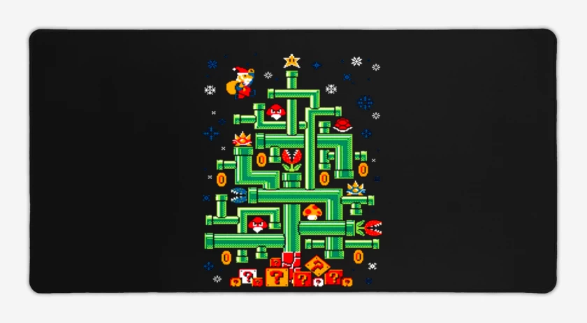 Mouse pad Gamer Negro de Super bigote navideno 2