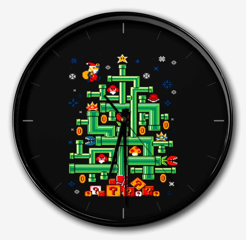 Reloj Negro de Super bigote navideno 2