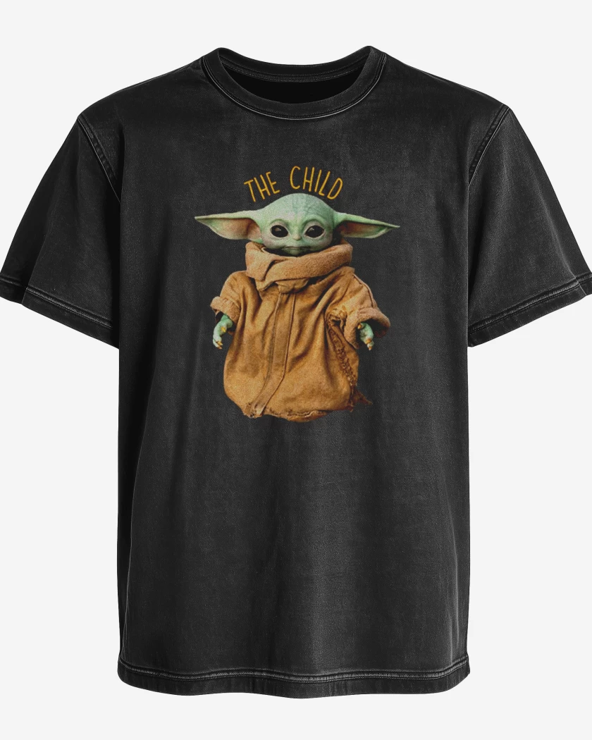 Polera desgastada Negro de the child baby yoda