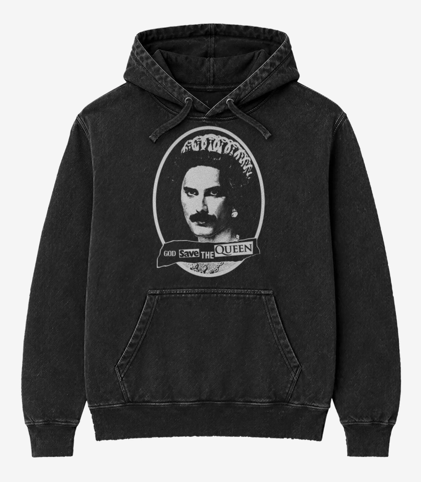 Poleron Canguro Acid Wash Negro de God save the queen 2