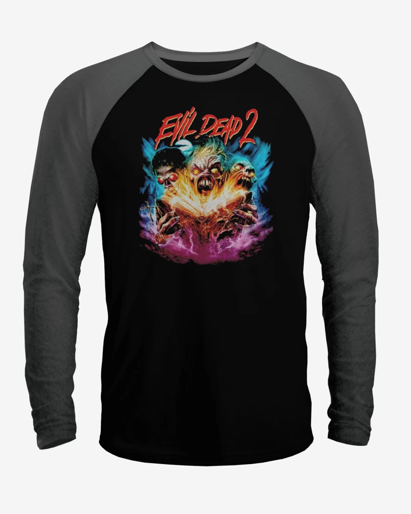 Polera Raglan Negro / Negro Heather de Evil Dead 2