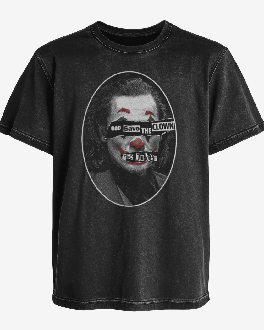 Polera desgastada God save the clown