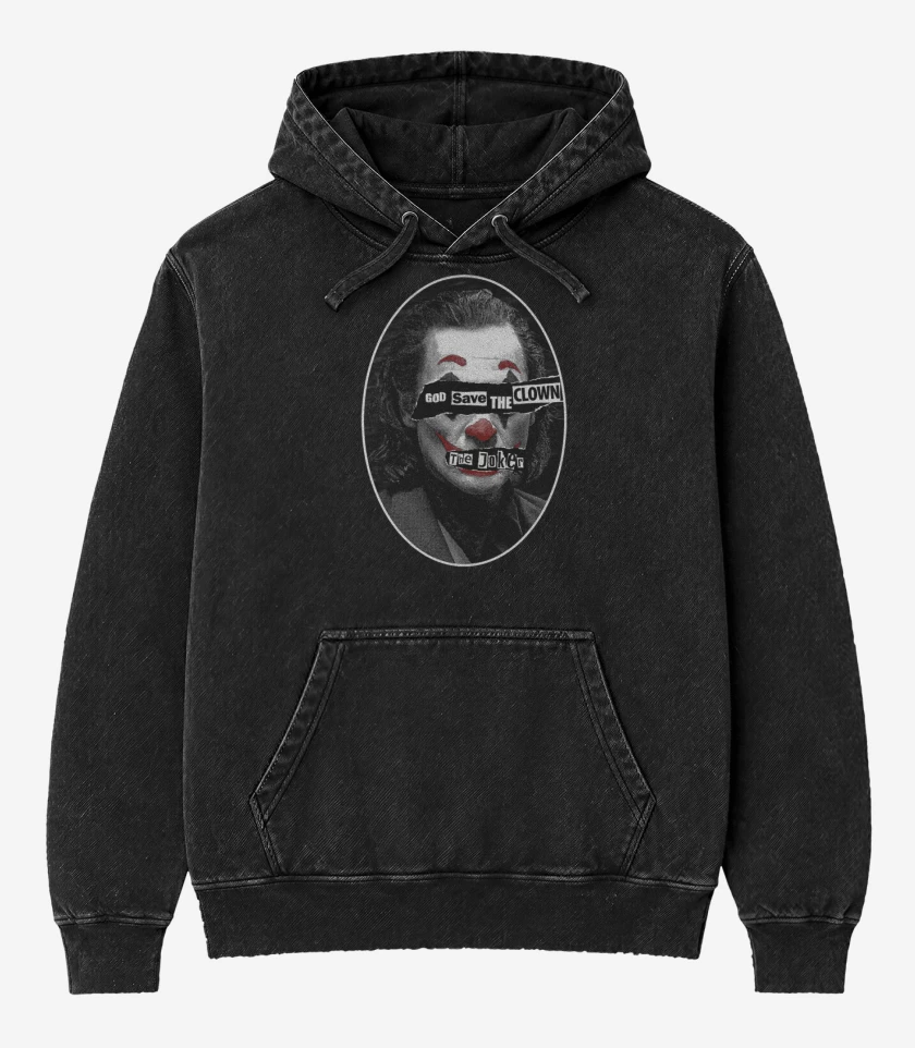 Poleron Canguro Acid Wash Negro de God save the clown