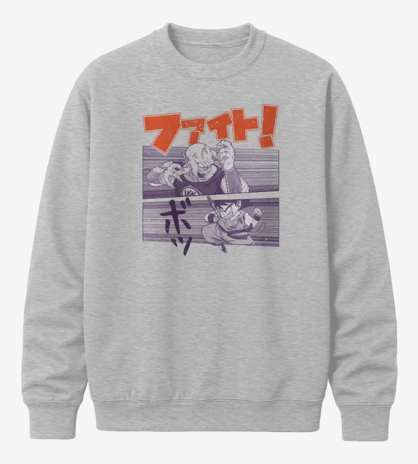 Poleron polo Gris Melange de Goku vs Piccolo Daimaku