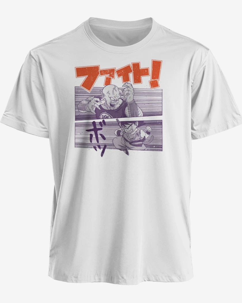 Polera premium Blanco de Goku vs Piccolo Daimaku