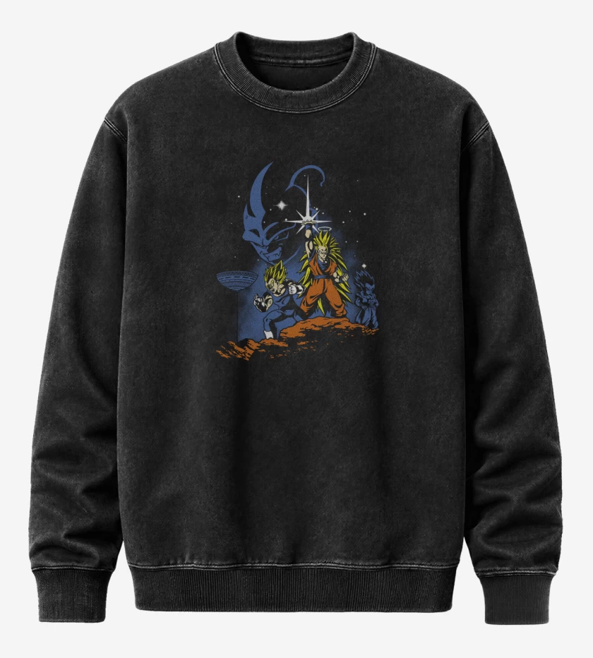 Poleron Polo Acid Wash Negro de Dragon ball Z wars