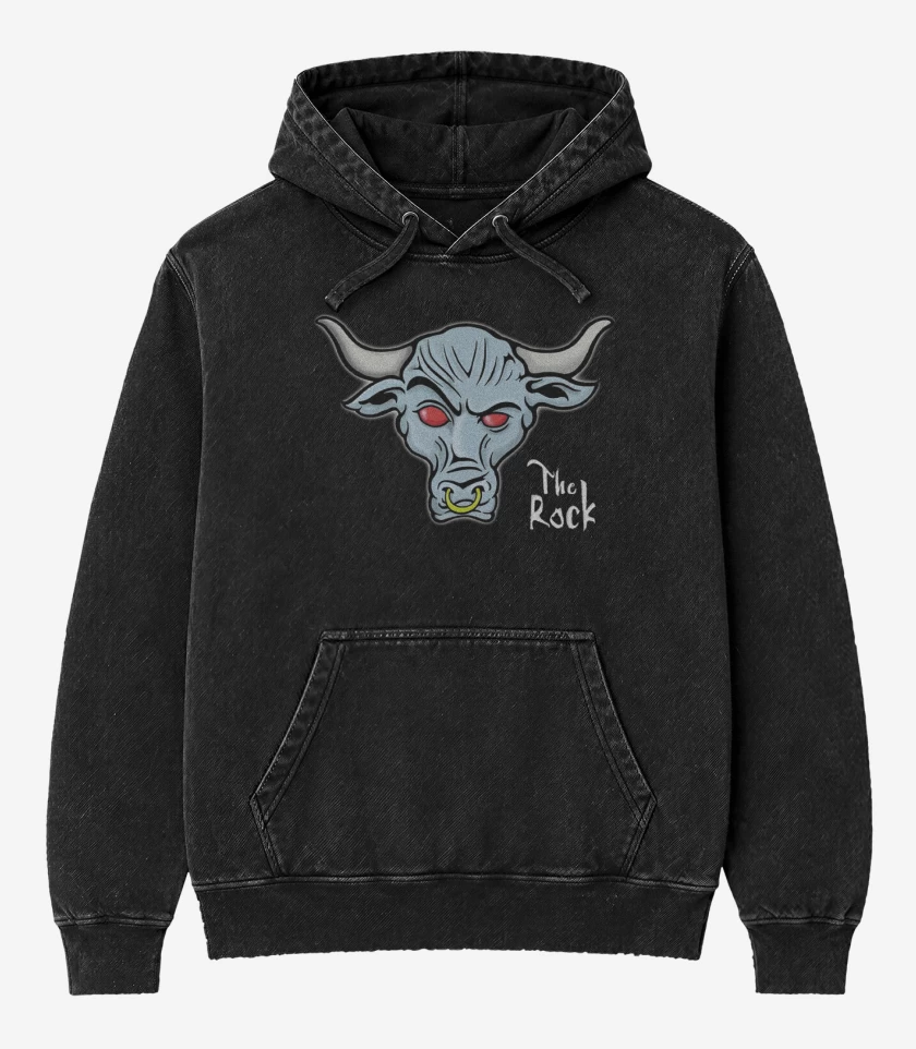 Poleron Canguro Acid Wash Negro de The Rock
