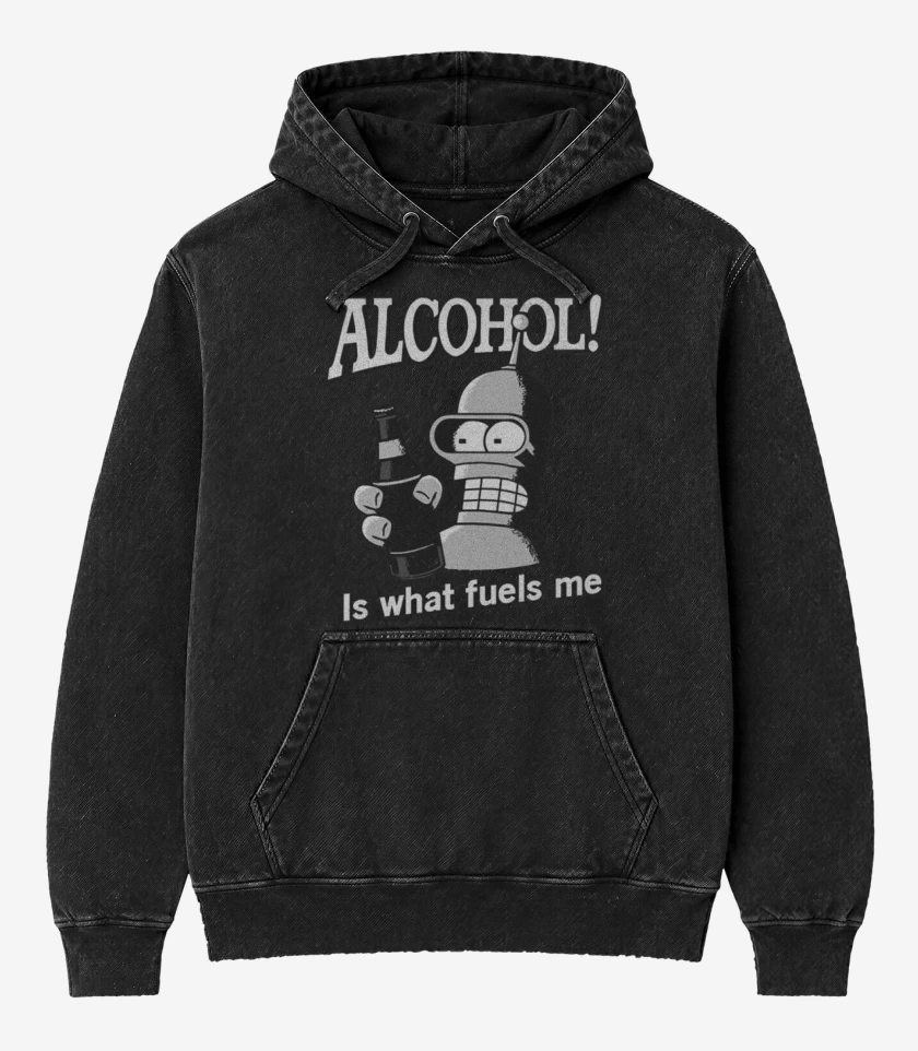 Poleron Canguro Acid Wash Negro de Bender borrachin