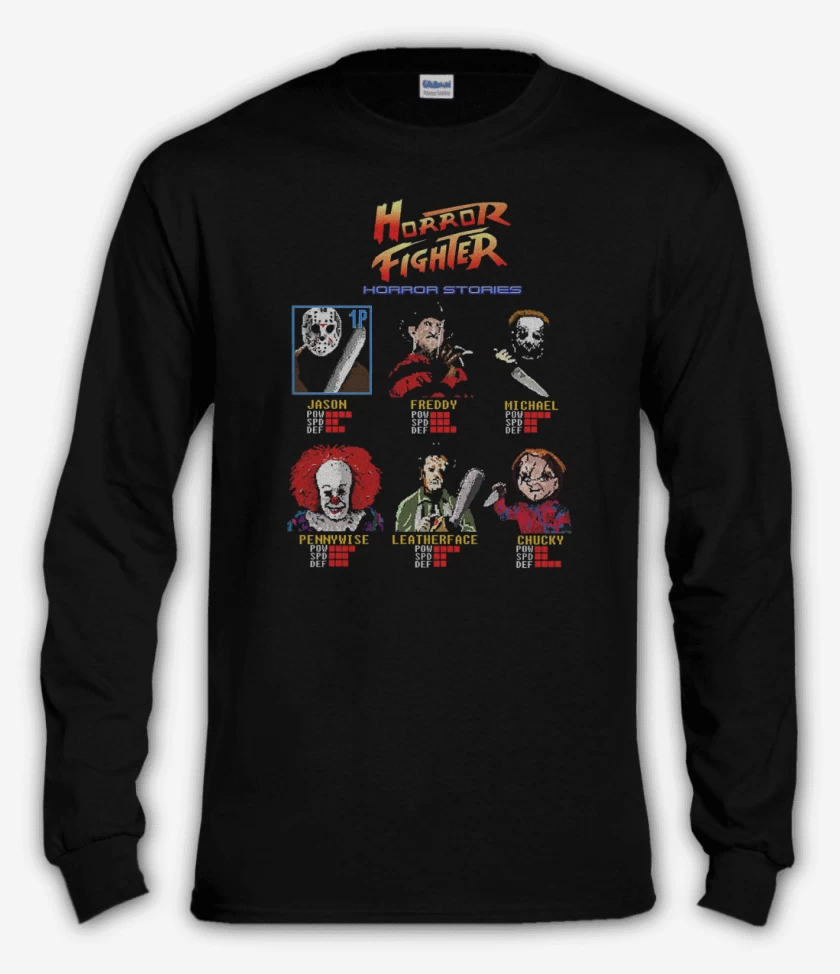 Polera manga larga Negro de Horror fighter