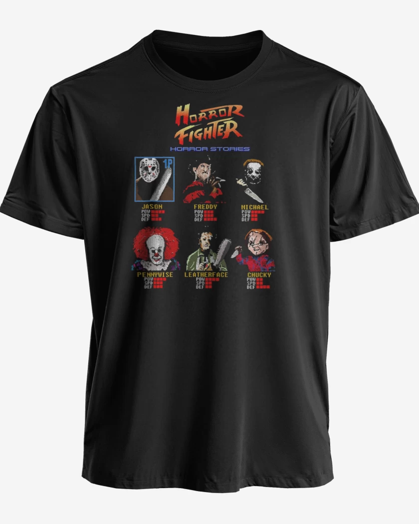 Polera premium Negro de Horror fighter
