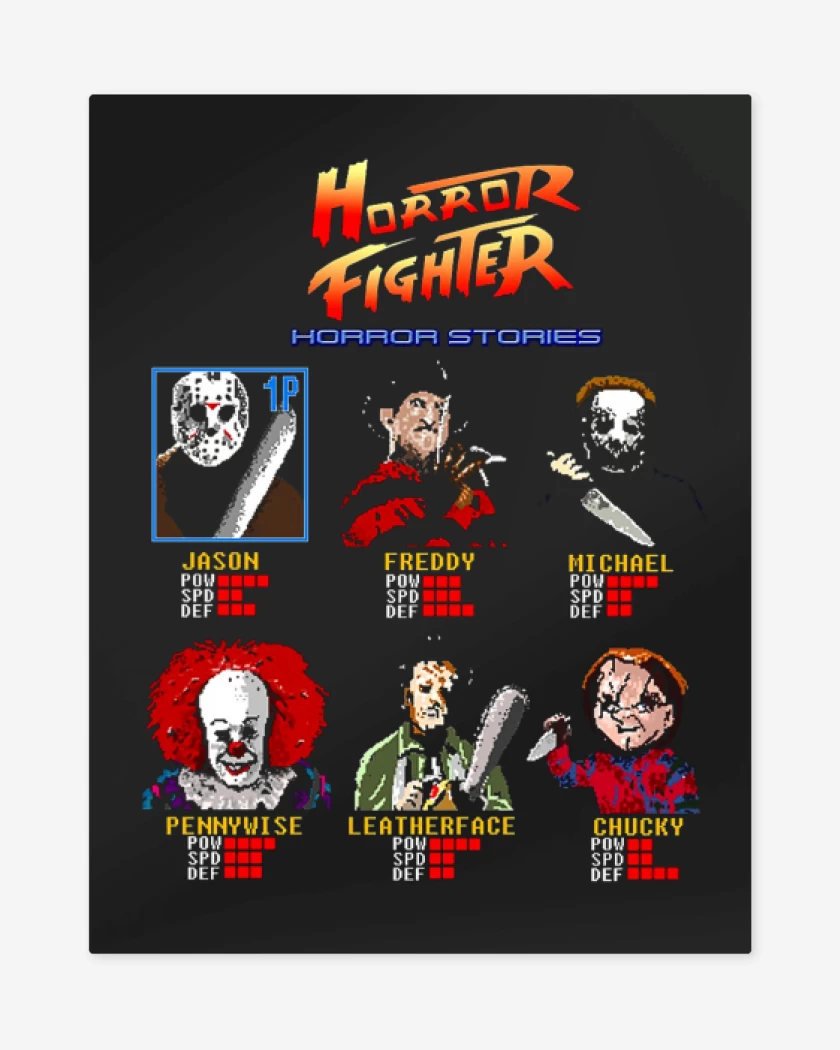 Print metalico Negro de Horror fighter