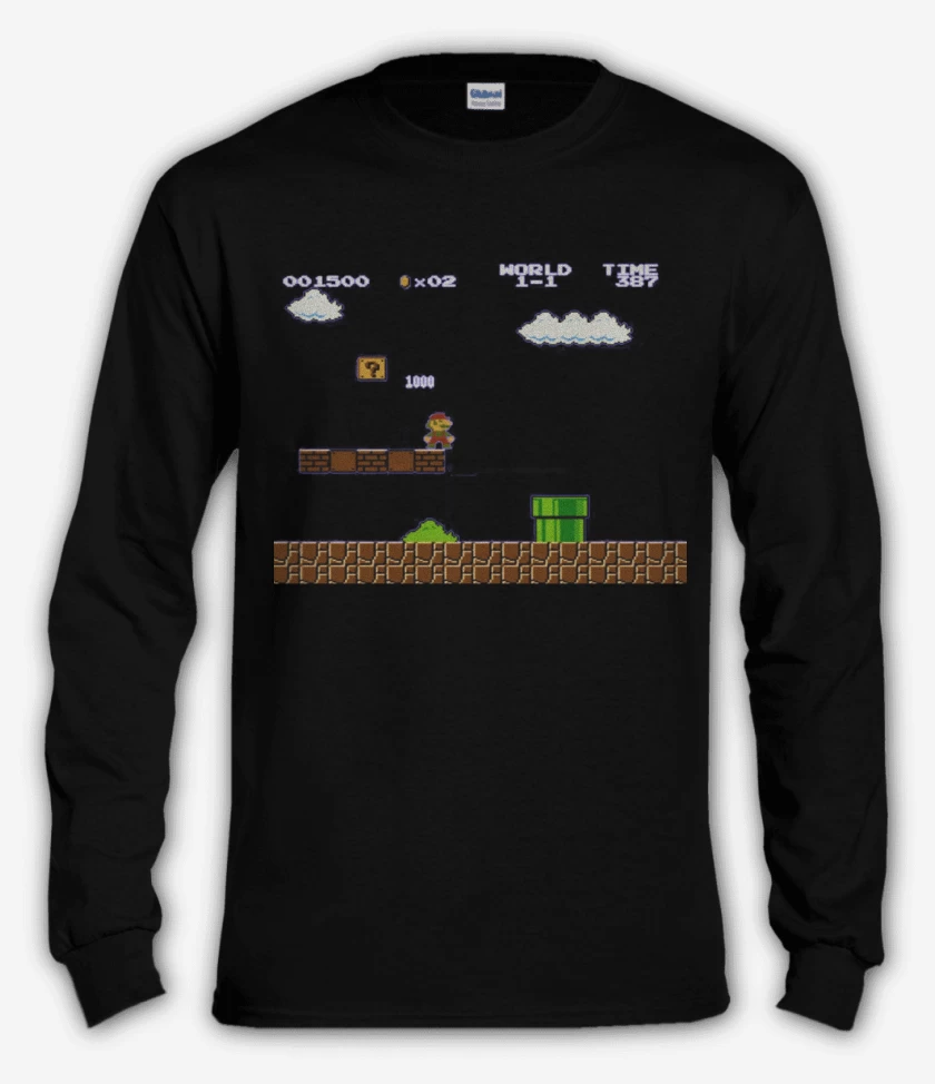 Polera manga larga Negro de Super mariano 