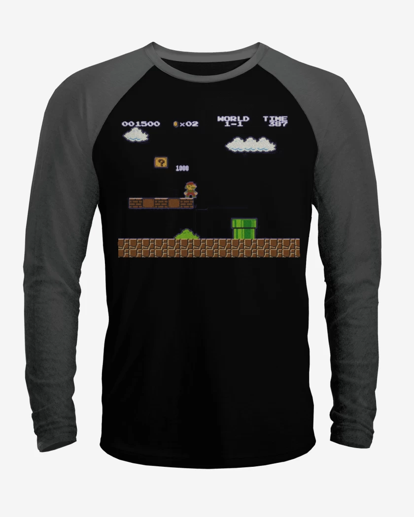Polera Raglan Negro / Negro Heather de Super mariano 