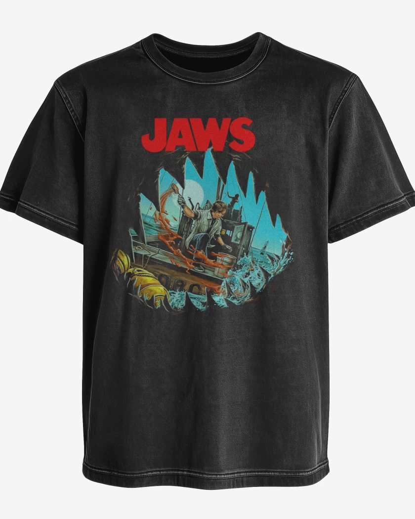 Polera desgastada Negro de Tiburon