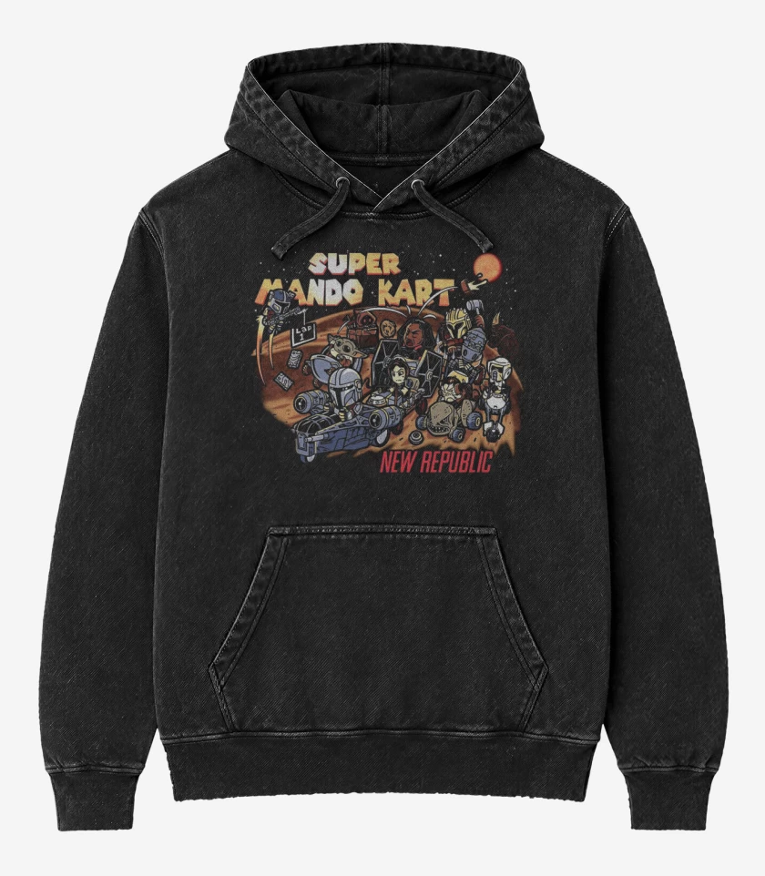 Poleron Canguro Acid Wash Negro de Mando Kart