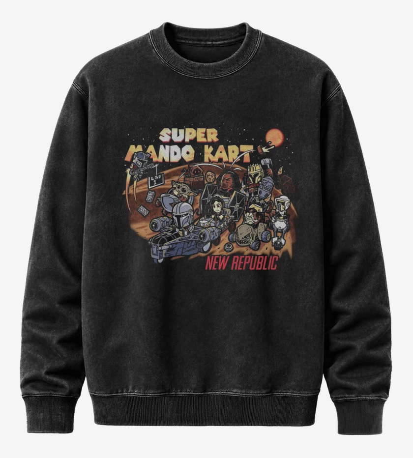 Poleron Polo Acid Wash Negro de Mando Kart