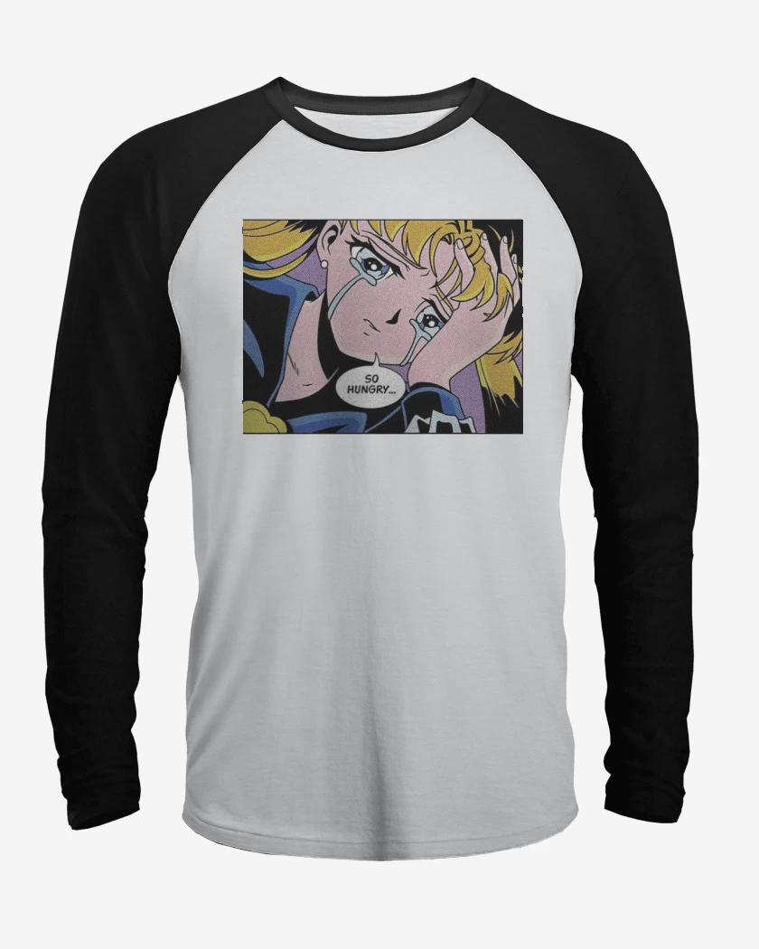 Polera Raglan Blanco / Negro de Tengo Hambre...