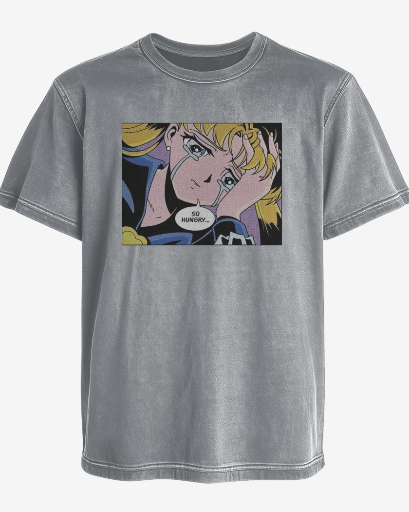 Polera desgastada Gris Melange de Tengo Hambre...
