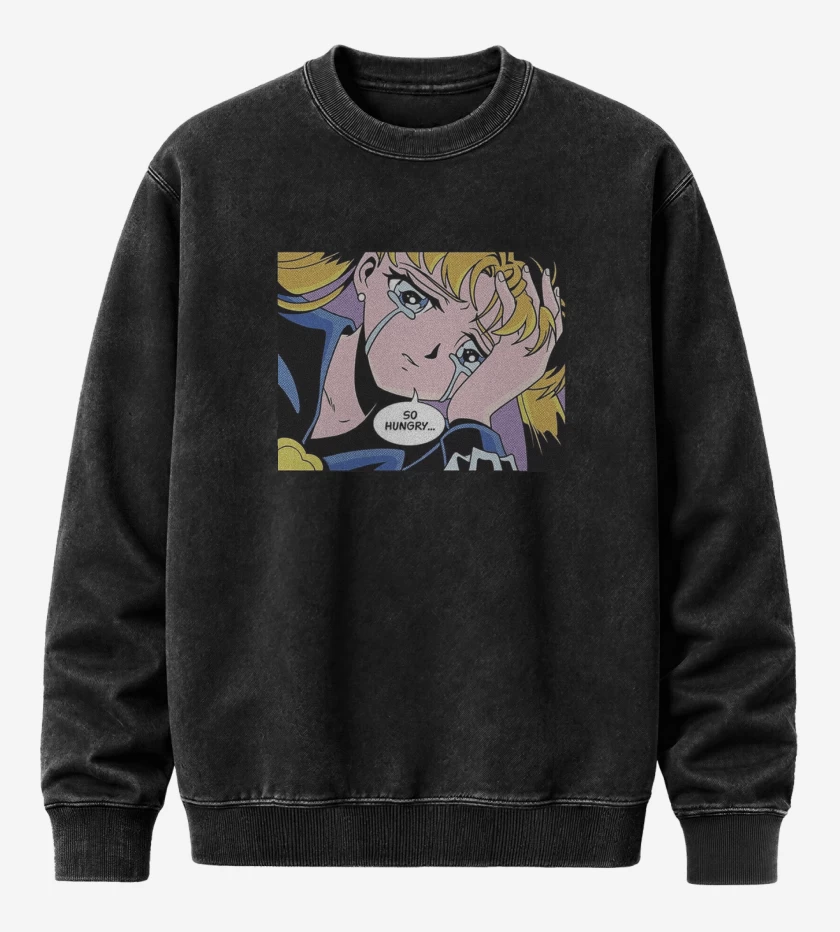 Poleron Polo Acid Wash Negro de Tengo Hambre...